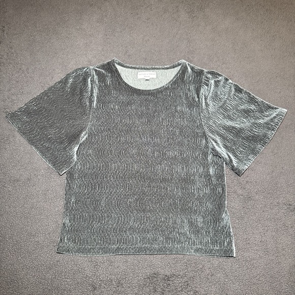 Madewell Tops - Madewell Texture & Thread Coral Textured Crop Top Tee T-Shirt Green Women's XS